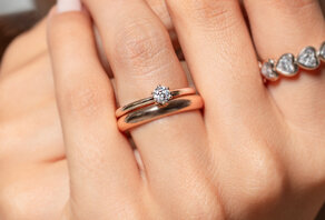 Bague de fiançailles Classic 6 en 9K or rose avec diamant 0,25ct G/SI