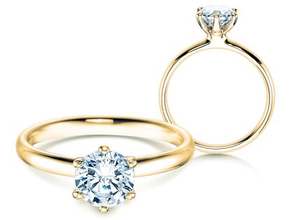 Bague de fiançailles Classic 6 en 14K or jaune avec diamant 1,25ct H/SI