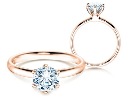 Bague de fiançailles Classic 6 en 14K or rose avec diamant 1,25ct H/SI