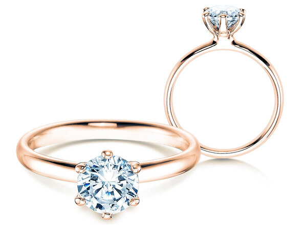 Bague de fiançailles Classic 6 en 14K or rose avec diamant 1,25ct H/SI
