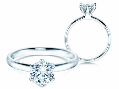 Bague de fiançailles Classic 6 en 9K or blanc avec diamant 2,00ct G/SI