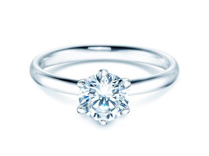 Bague de fiançailles Classic 6 en 14K or blanc avec diamant 2,50ct G/VS