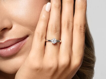 Bague de fiançailles Classic 6 dans 14K or jaune avec diamant 0,75ct H/SI