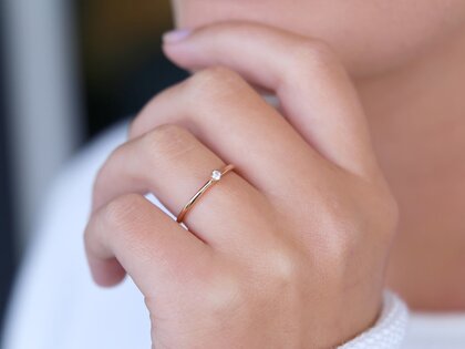 Bague de fiançailles Classic 6 dans 14K or rose avec diamant 0,05ct G/IF