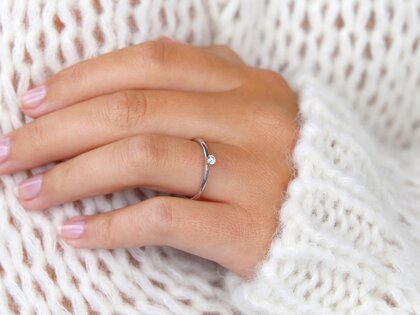 Bague de fiançailles Classic 6 dans 14K or blanc avec diamant 0,05ct H/SI