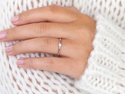 Bague de fiançailles Classic 6 dans 18K or blanc avec diamant 0,10ct H/SI