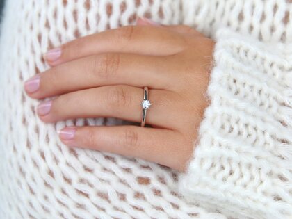 Bague de fiançailles Classic 6 dans 14K or blanc avec diamant 0,20ct H/SI