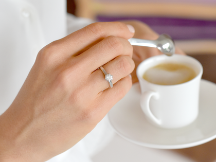 Bague de fiançailles Classic 6 en platine 950/- avec diamant de laboratoire 0,50ct E/VS