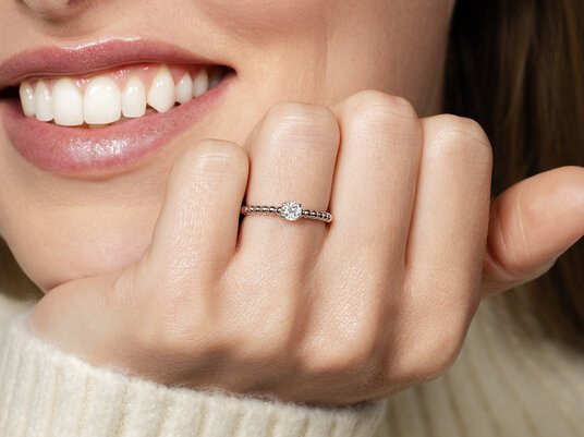 Bague de fiançailles Classic Beads en 9K or rose avec diamant 0,25ct