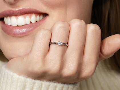 Bague de fiançailles Classic Beads en 9K or rose avec diamant 0,25ct H/SI