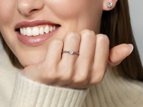 Bague de fiançailles Classic Beads en 18K or jaune avec diamant 0,20ct G/VS