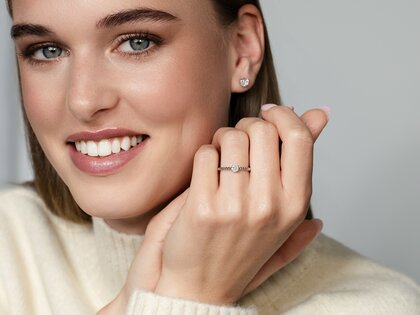 Bague de fiançailles Classic Beads en 9K or jaune avec diamant 0,30ct G/SI