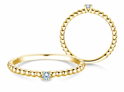 Bague de fiançailles Classic Beads en 14K or jaune avec diamant 0,05ct G/SI