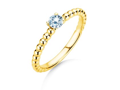 Bague de fiançailles Classic Beads en 14K or jaune avec diamant 0,05ct H/SI