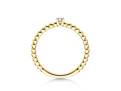 Bague de fiançailles Classic Beads en 14K or jaune avec diamant 0,05ct H/SI