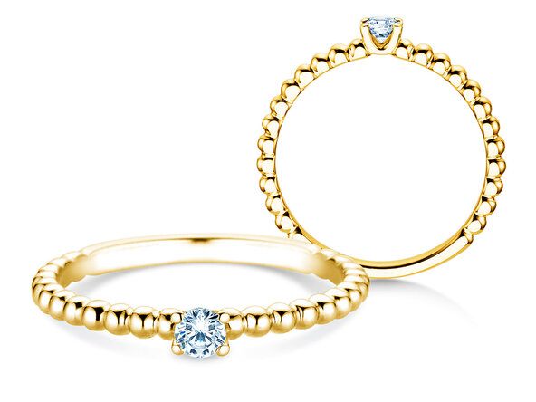 Bague de fiançailles Classic Beads en 14K or jaune avec diamant 0,10ct H/SI