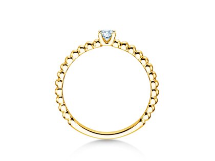 Bague de fiançailles Classic Beads en 14K or jaune avec diamant 0,10ct H/SI