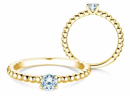 Bague de fiançailles Classic Beads en 14K or jaune avec diamant 0,25ct H/SI