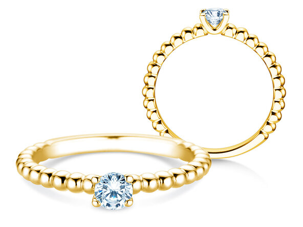Bague de fiançailles Classic Beads en 14K or jaune avec diamant 0,25ct G/SI