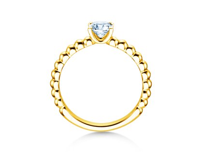 Bague de fiançailles Classic Beads en 18K or jaune avec diamant 0,60ct H/SI