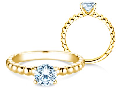Bague de fiançailles Classic Beads en 18K or jaune avec diamant 0,75ct G/SI