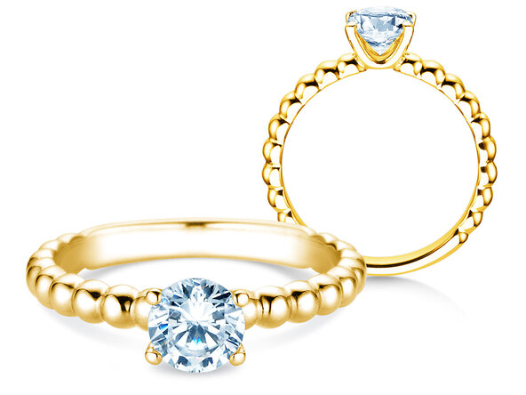 Bague de fiançailles Classic Beads en 18K or jaune avec diamant 0,75ct G/SI