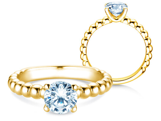 Bague de fiançailles Classic Beads en 9K or blanc avec diamant 1,00ct H/SI