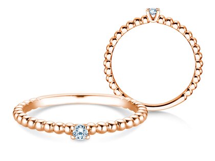 Bague de fiançailles Classic Beads en 14K or rose avec diamant 0,05ct G/SI