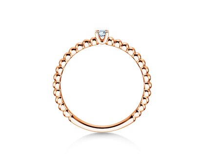 Bague de fiançailles Classic Beads en 14K or rose avec diamant 0,05ct G/SI