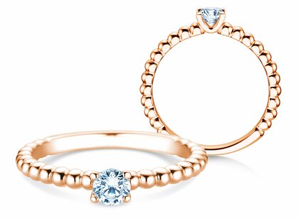 Bague de fiançailles Classic Beads en 14K or rose avec diamant 0,25ct G/SI