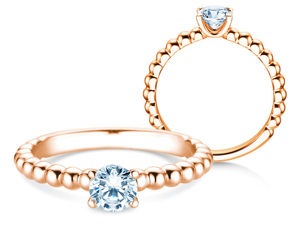 Bague de fiançailles Classic Beads en 14K or rose avec diamant 0,50ct H/SI