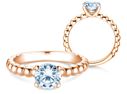 Bague de fiançailles Classic Beads en 14K or rose avec diamant 1,00ct G/SI