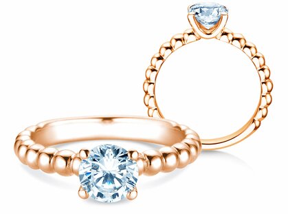 Bague de fiançailles Classic Beads en 14K or rose avec diamant 1,00ct G/SI