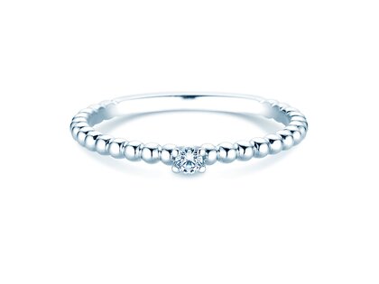 Bague de fiançailles Classic Beads en Argent 925/- avec diamant 0,05ct G/SI
