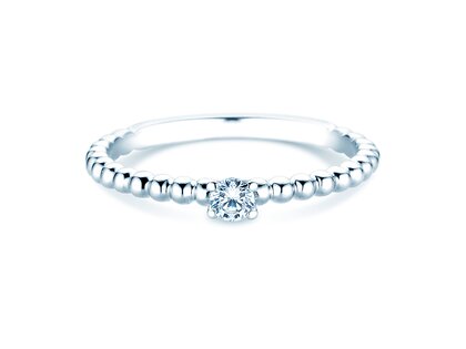 Bague de fiançailles Classic Beads en Argent 925/- avec diamant 0,10ct H/SI