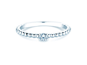 Bague de fiançailles Classic Beads en Argent 925/- avec diamant 0,10ct H/SI