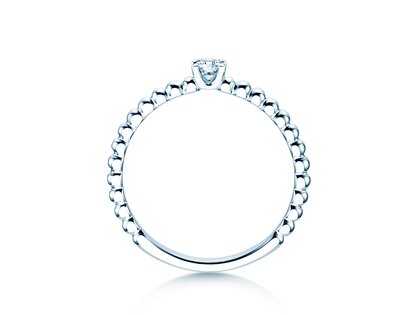 Bague de fiançailles Classic Beads en Argent 925/- avec diamant 0,10ct H/SI