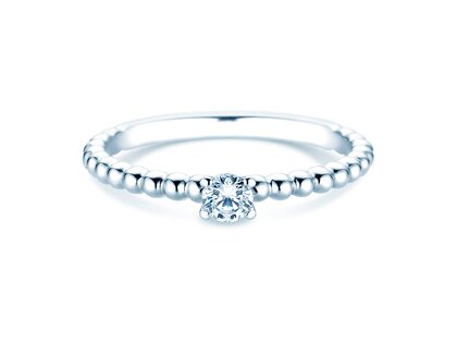 Bague de fiançailles Classic Beads en 14K or blanc avec diamant 0,15ct G/SI