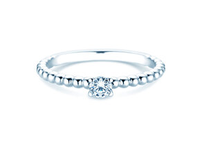 Bague de fiançailles Classic Beads en 14K or blanc avec diamant 0,15ct G/SI