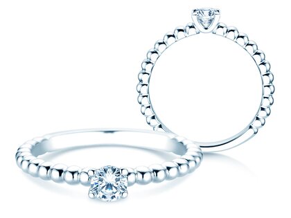 Bague de fiançailles Classic Beads en 9K or blanc avec diamant 0,25ct H/SI