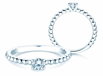 Bague de fiançailles Classic Beads en 14K or blanc avec diamant 0,25ct H/SI