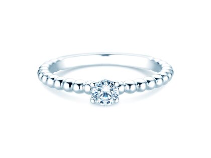 Bague de fiançailles Classic Beads en 9K or blanc avec diamant 0,25ct H/SI
