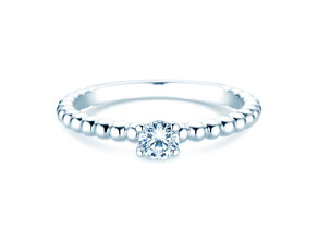 Bague de fiançailles Classic Beads en 9K or blanc avec diamant 0,25ct H/SI