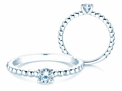 Bague de fiançailles Classic Beads en 14K or blanc avec diamant 0,30ct G/SI