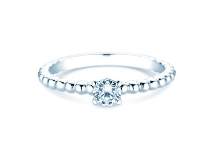 Bague de fiançailles Classic Beads en 9K or blanc avec diamant 0,30ct H/SI