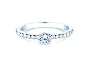 Bague de fiançailles Classic Beads en 9K or blanc avec diamant 0,30ct H/SI