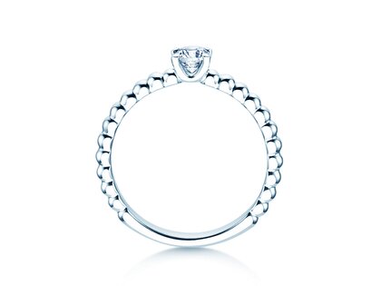 Bague de fiançailles Classic Beads en 9K or blanc avec diamant 0,30ct H/SI