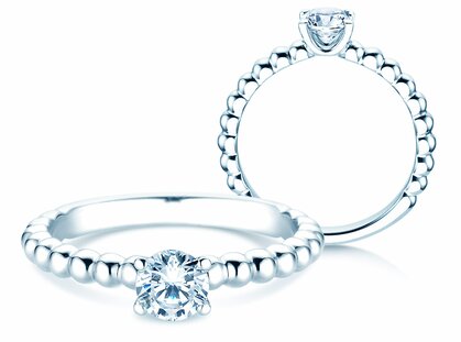 Bague de fiançailles Classic Beads en platine 950/- avec diamant 0,50ct G/SI