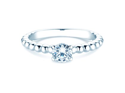 Bague de fiançailles Classic Beads en 9K or blanc avec diamant 0,50ct G/SI