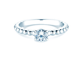 Bague de fiançailles Classic Beads en 9K or blanc avec diamant 0,50ct G/SI